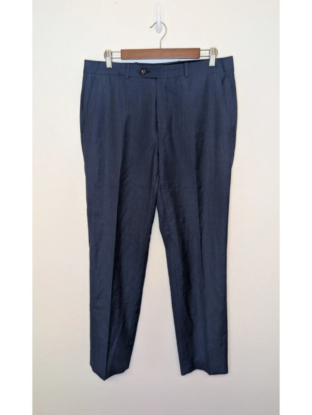Lauren Ralph Lauren Mens Navy Blue Wool Blend Dress Pants Light Stretch 34x32